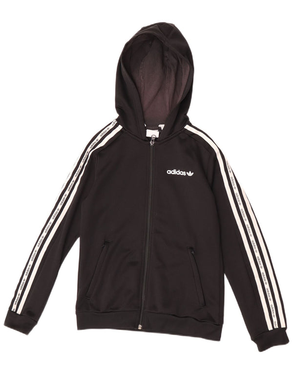 Adidas Boys Graphic Zip Hoodie Pulover 11-12 Ani Negru Poliester Sport