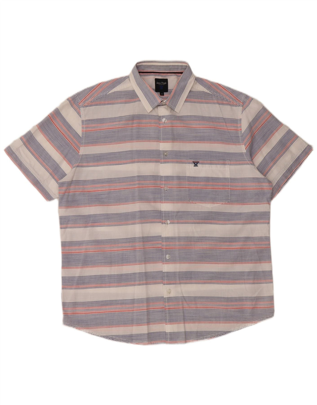 Cămașă cu mânecă scurtă pentru bărbați JAMES PRINGLE, bumbac cu dungi albe medii