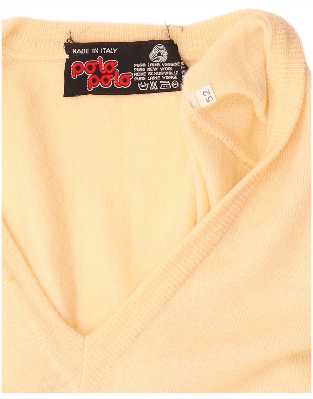 POLO bărbătesc cu decolteu în V Vestă Tank Top IT 52 Lână virgină mare galbenă