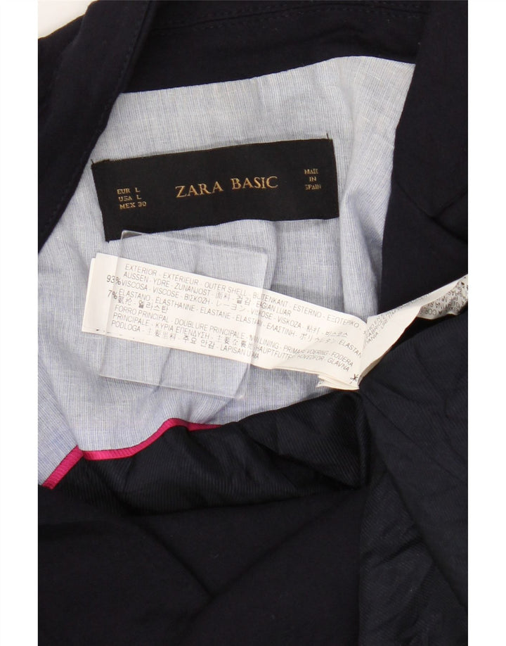 Blazer pentru femei Zara cu 1 nasture UK 14 mare, bleumarin, viscoză