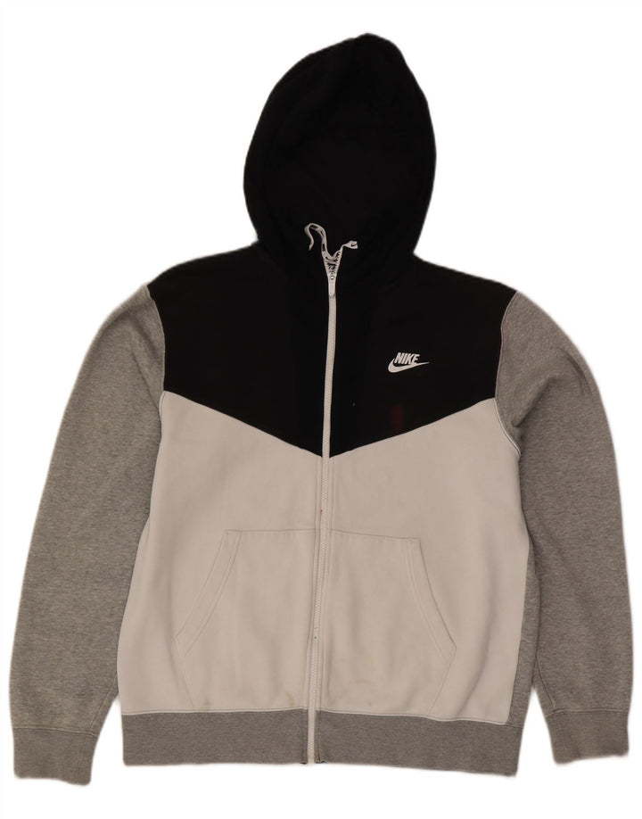 Pulover Nike pentru bărbați, cu fermoar, din bumbac color bloc, gri mediu