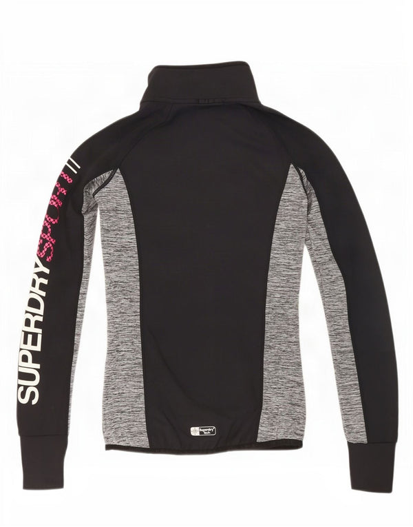 Jachetă de top pentru trening grafic Superdry pentru femei UK 6 XS Negru Colorblock