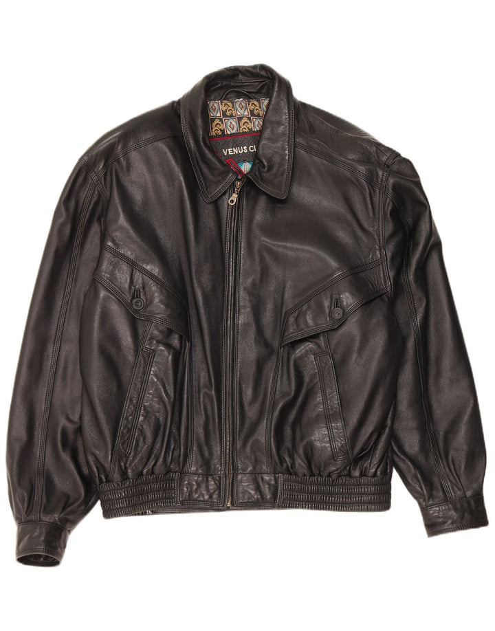 Jachetă din piele vintage pentru bărbați IT 56 3XL din piele neagră