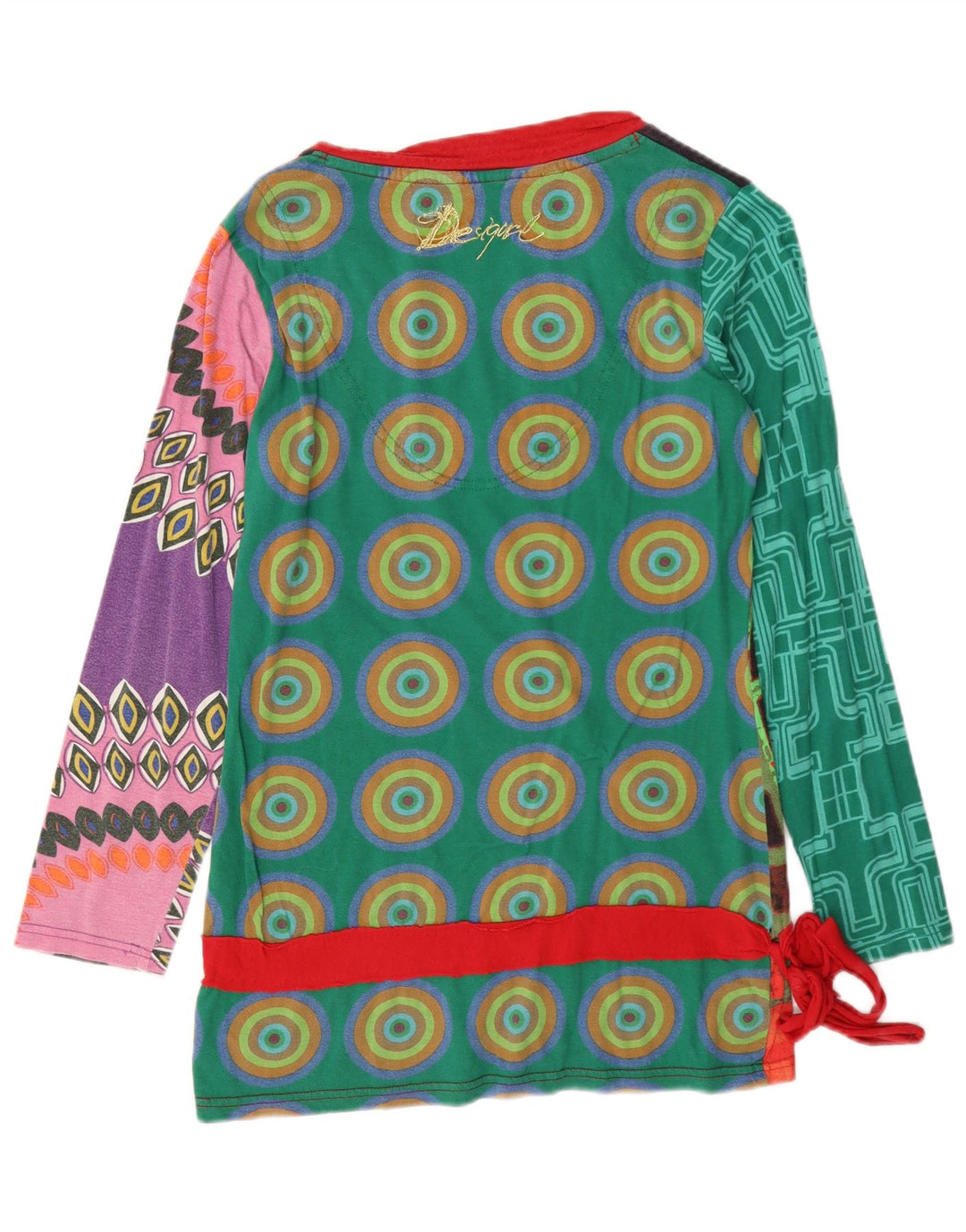 Desigual Top grafic pentru femei cu mânecă lungă UK 14 mare, multicolor, geometric