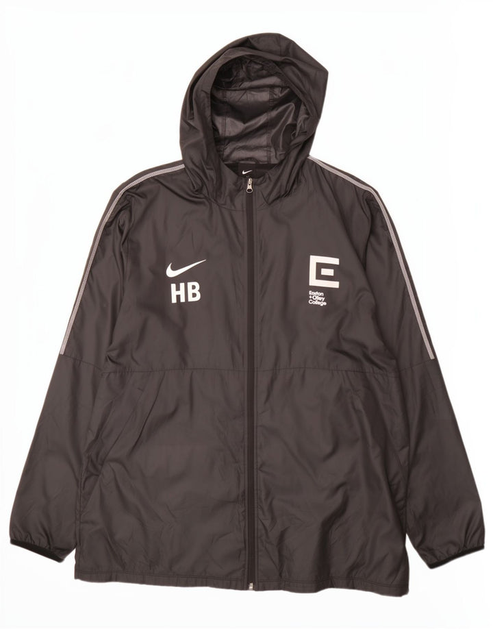 Jachetă de ploaie cu glugă grafică Nike pentru bărbați UK 42 XL poliester negru