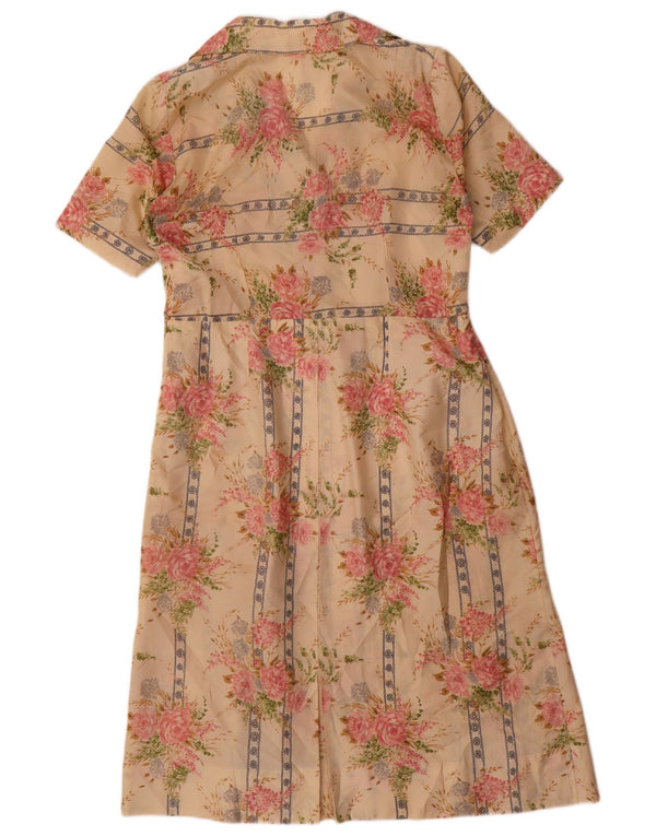 Rochie vintage pentru femei în linie A UK 12 Medium Bej Floral
