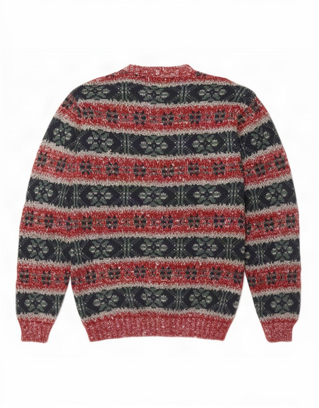 Pulover vintage pentru bărbați cu decolteu rotund, lână Fair Isle, multicoloră, medie