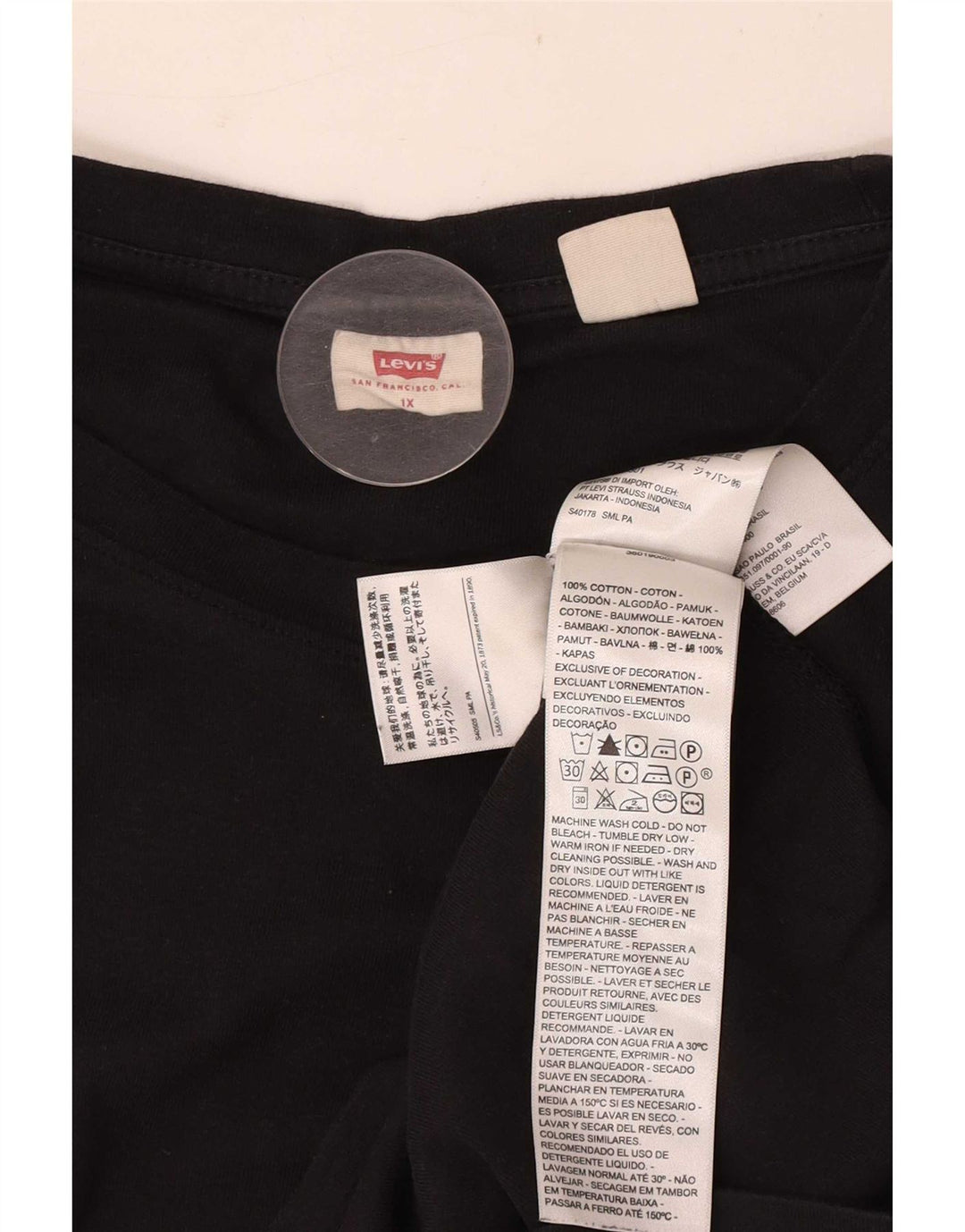 Top femei Levi's cu mânecă lungă UK 18 XL, bumbac negru