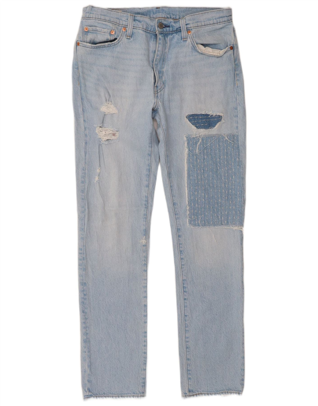 Blugi slim 511 distressed Levi's pentru femei W33 L32 bumbac patchwork albastru