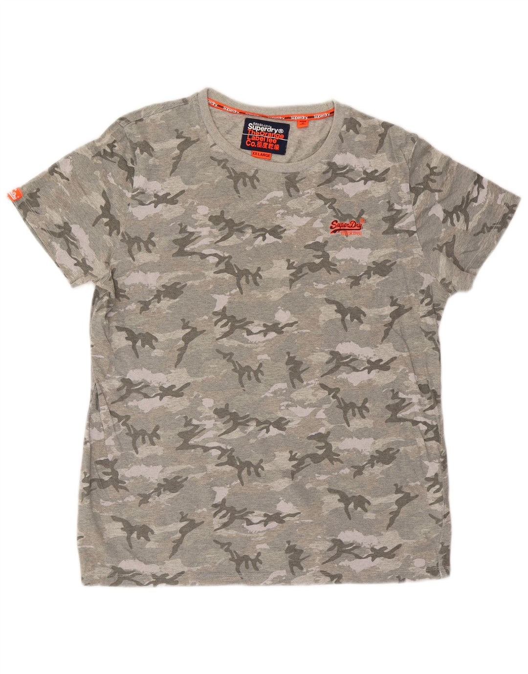 SUPERDRY Mens T-Shirt Top 2XL Grey Camouflage Cotton Vintage Superdry and Second-Hand Superdry from Messina Hembry 
