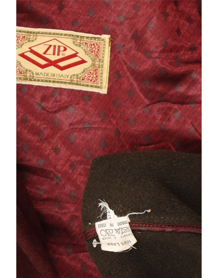 Zip Bărbați Duffle Coat cu glugă IT 38 Medium Burgundy Lână