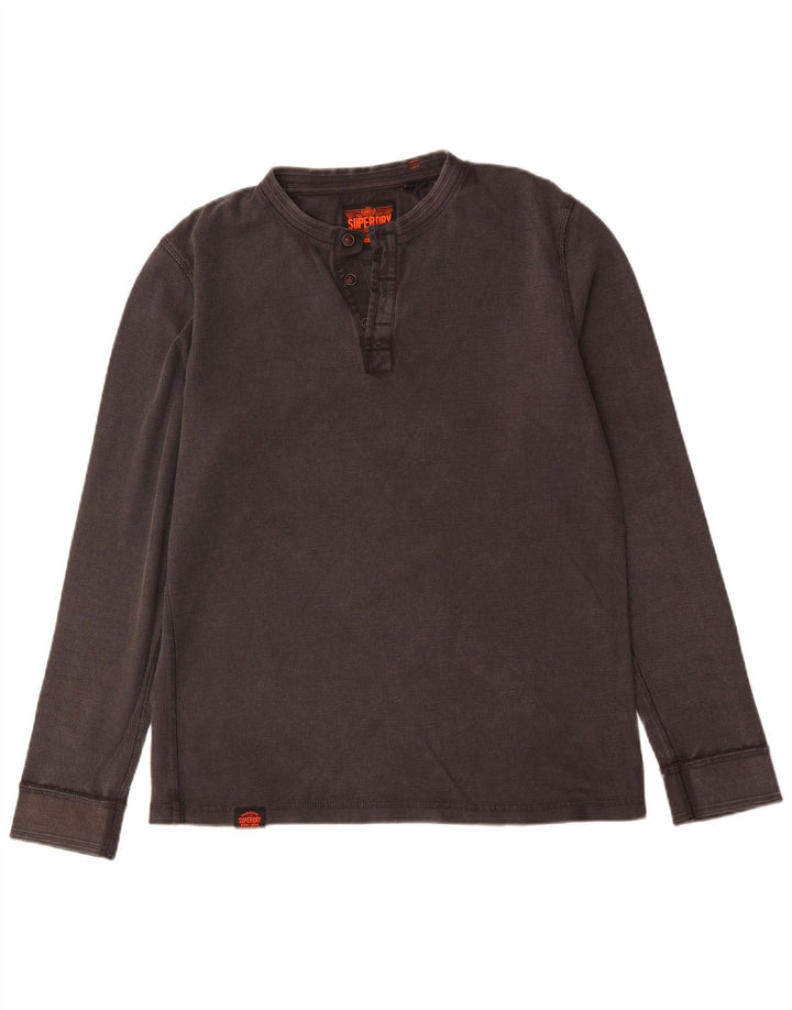 Top pentru bărbați Superdry cu mânecă lungă, mare, gri, bumbac