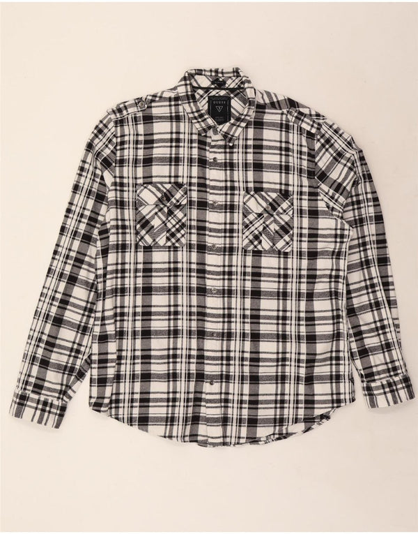 Cămașă militară din flanel pentru bărbați GUESS, 2XL, bumbac negru cu carouri