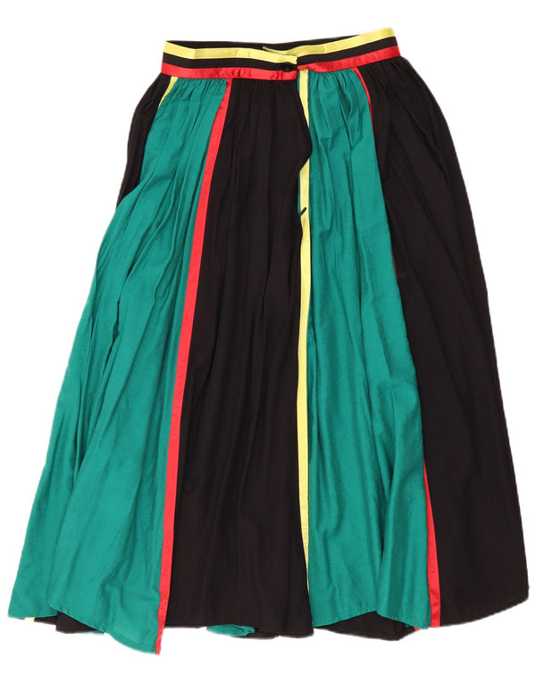 Fusta evazată vintage pentru femei cu talie înaltă W28 Medium Black Colorblock