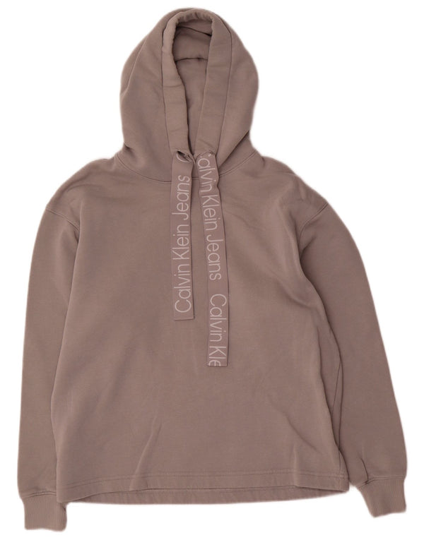 Calvin Klein Jeans Pulover supradimensionat cu capota pentru femei UK 10 Small Gri