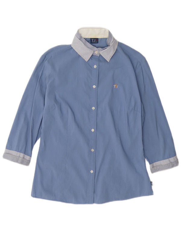 Cămașă pentru femei Trussardi Jeans cu mâneci 3/4 UK 12 Medium Blue Pinstripe