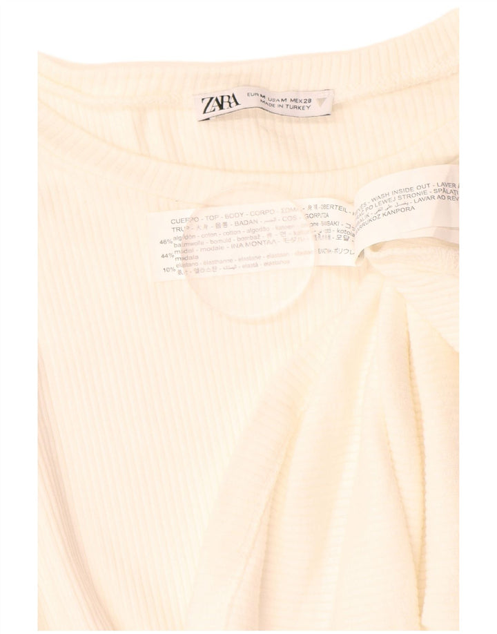 Top bluză cu mânecă lungă pentru femei ZARA UK 12 Medium White Pinstripe