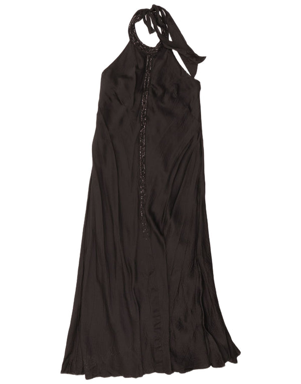 Rochie Maxi Halter pentru femei Monsoon UK 16 Lung Black Silk