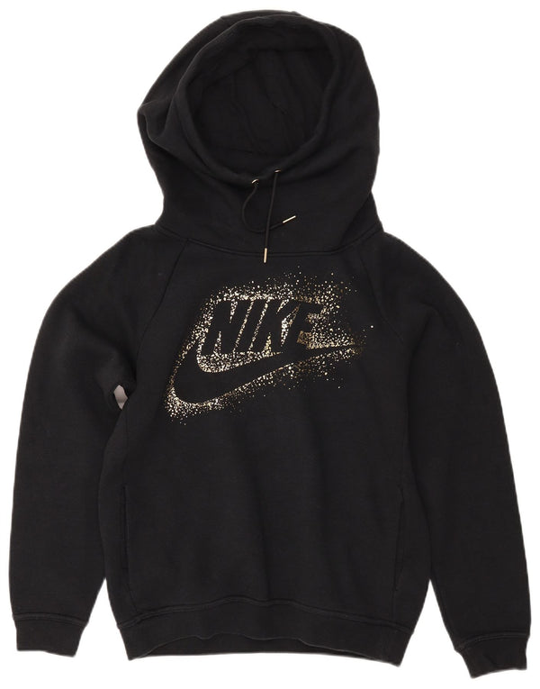 Pulover NIKE pentru femei, supradimensionat, cu capota, UK 10, bumbac negru