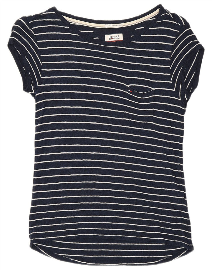 TOMMY HILFIGER Tricou pentru femei Top UK 6 XS Viscoză cu dungi bleumarin