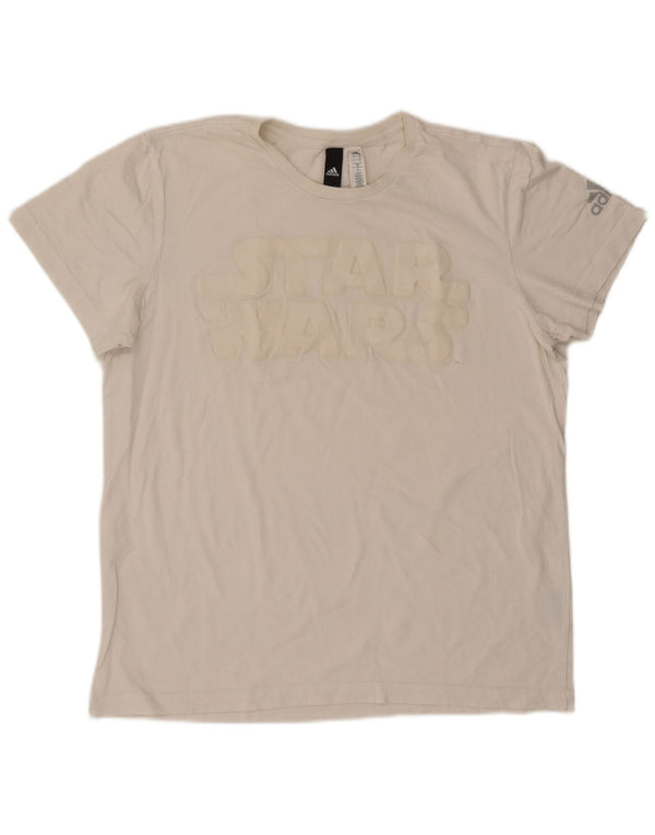 Tricou cu grafic Star Wars Adidas pentru bărbați Top mare din bumbac alb