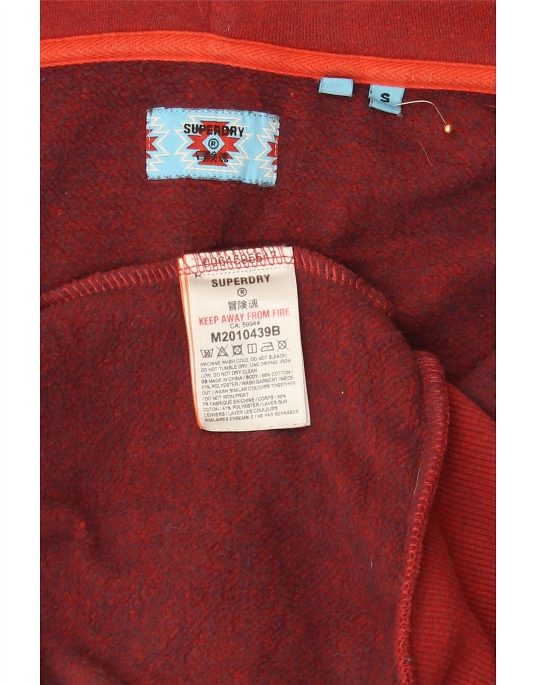 Pulover Superdry pentru bărbați, cu fermoar, bumbac, roșu