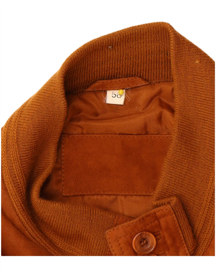 Bomber vintage pentru bărbați din piele intoarsa IT 56 3XL din piele maro