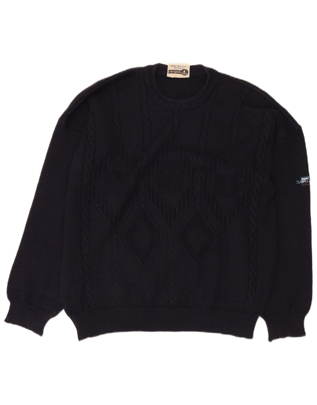 Pulover pentru bărbați Navigare cu decolteu triplu, mare, albastru bleumarin Argyle/Diamond