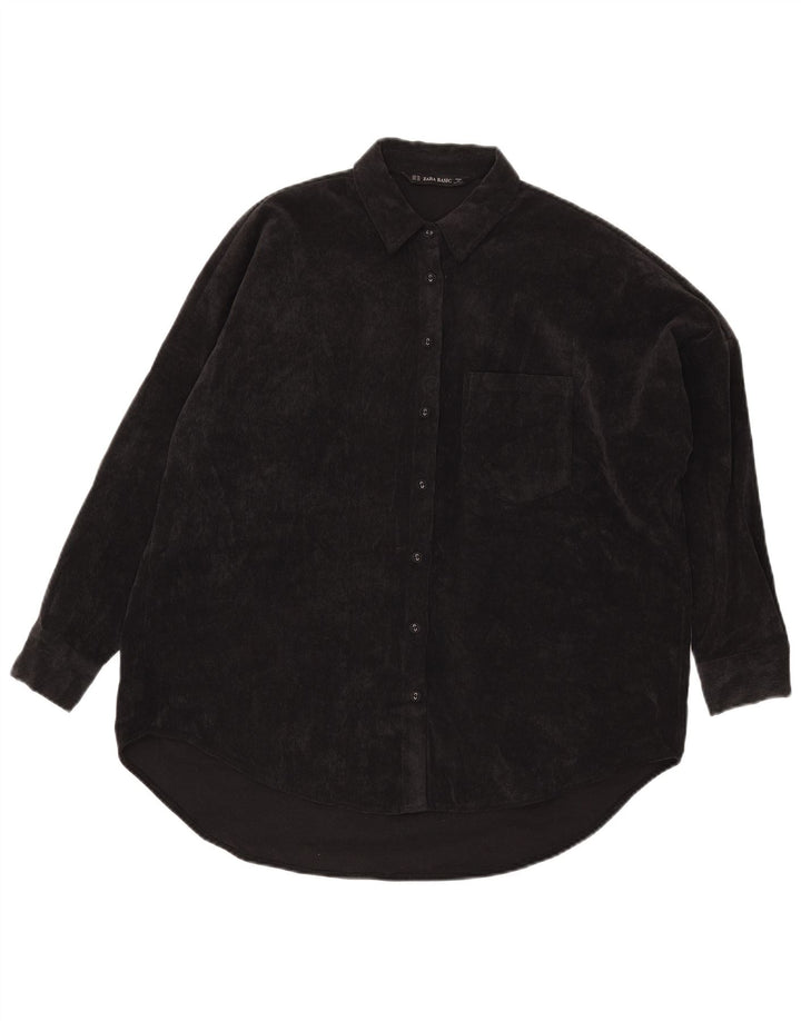Cămașă supradimensionată din velur pentru femei Zara UK 6 XS Poliester negru