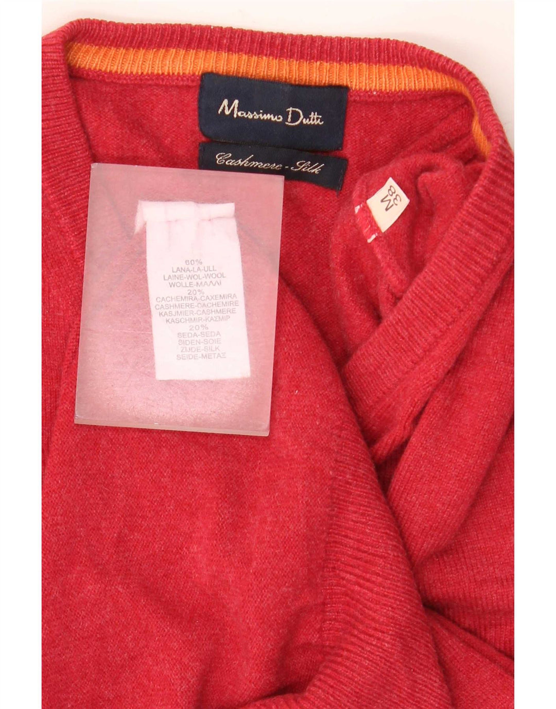 Pulover Massimo Dutti pentru bărbați cu decolteu în V, lână roșie medie