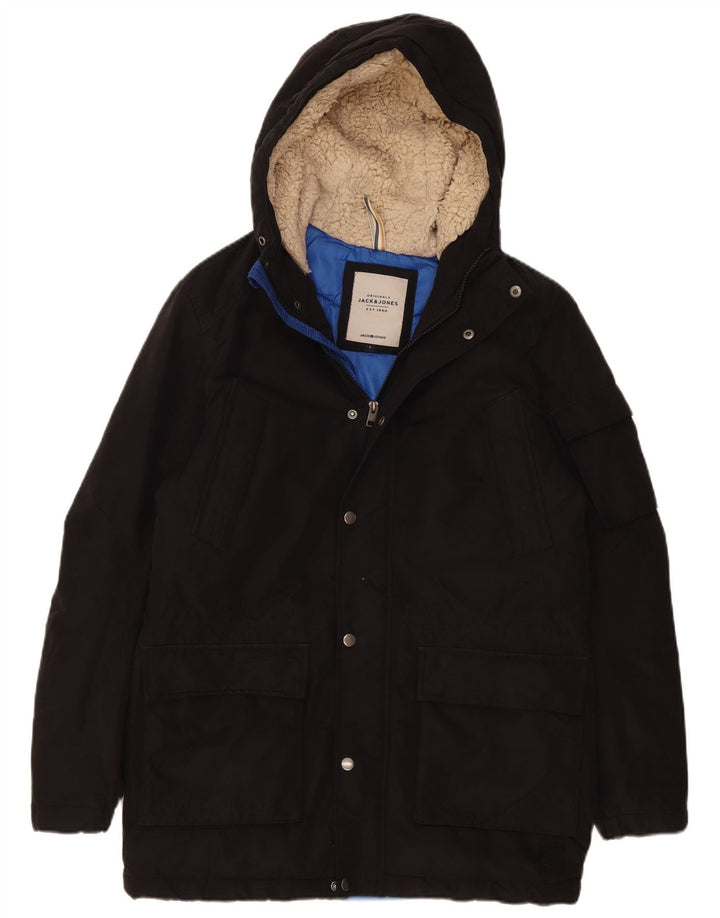 Jack & Jones Jachetă căptușită cu glugă pentru bărbați UK 36 Poliester negru mic