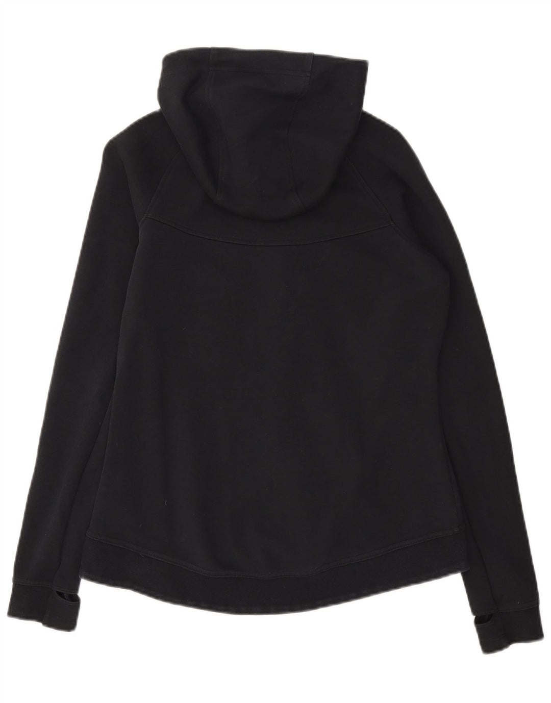 NIKE Womens Zip Hoodie Sweater UK 14 Medium Black Cotton