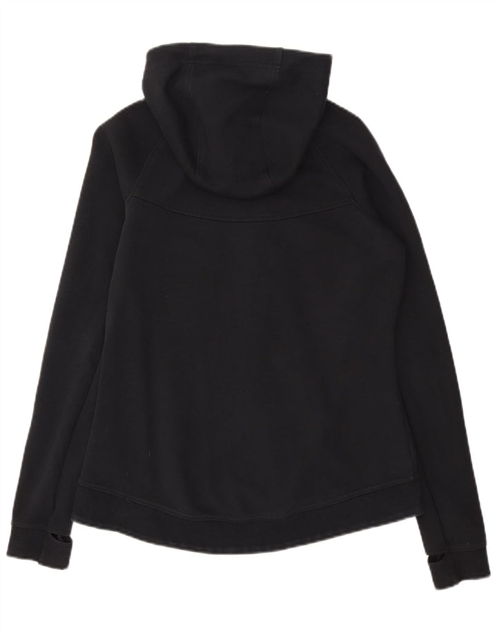 NIKE Womens Zip Hoodie Sweater UK 14 Medium Black Cotton