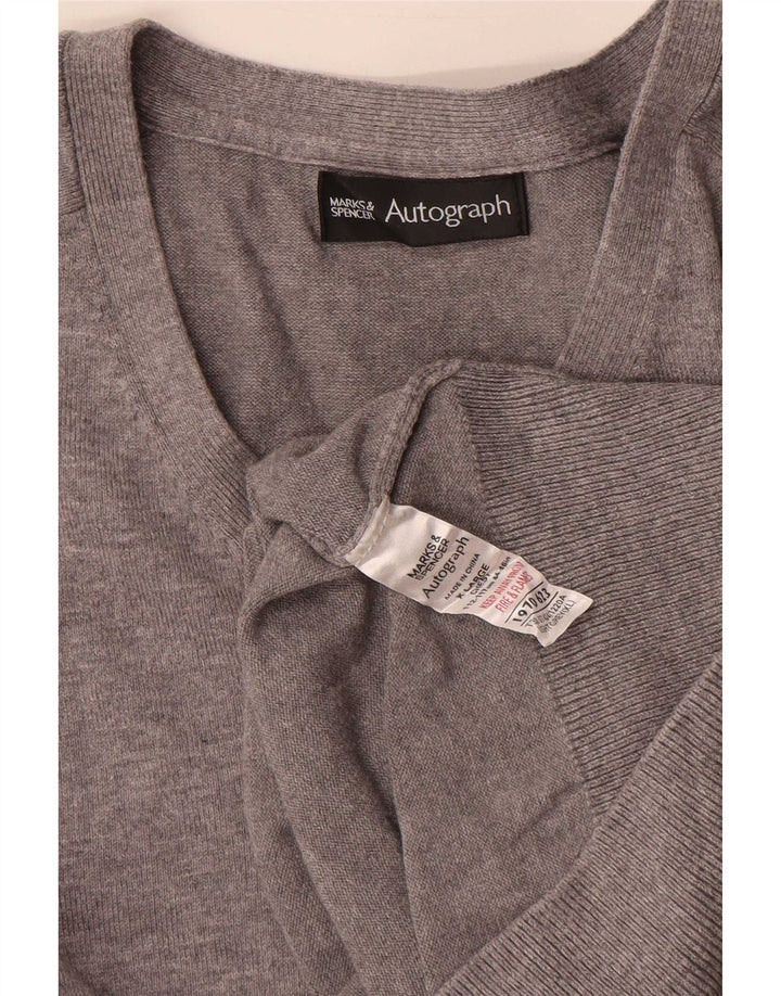 Pulover cu decolteu în V cu autograf pentru bărbați Marks & Spencer, bumbac gri XL