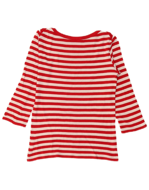 Benetton Top pentru femei cu mâneci 3/4 UK 6 XS, bumbac cu dungi roșii