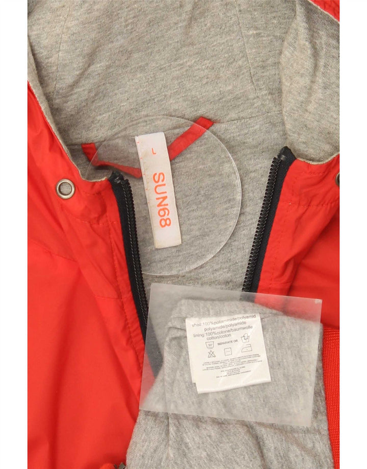 Sun68 Bomber Jacket pentru bărbați cu glugă UK 40 Large Red Poliamidă