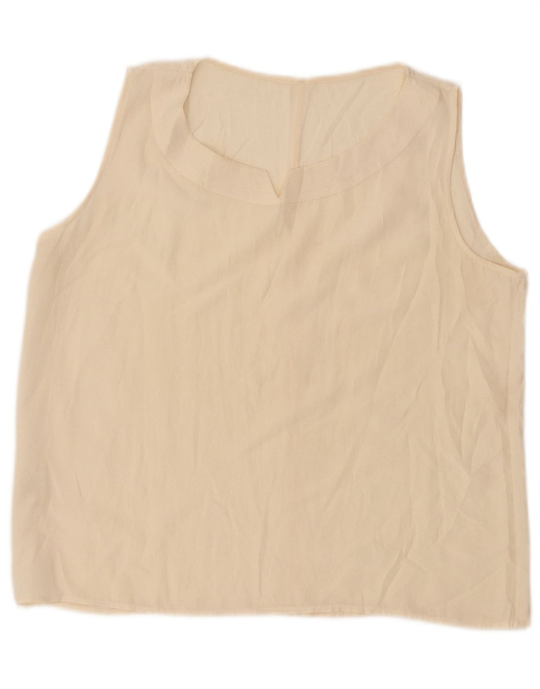 Bluză fără mâneci de epocă pentru femei UK 14, mare, mătase alb