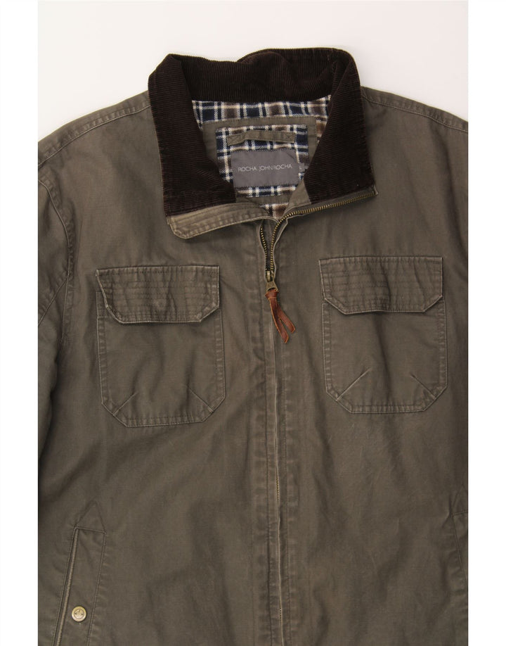 JOHN ROCHA Bomber Jacket pentru bărbați UK 40, mare, gri bumbac