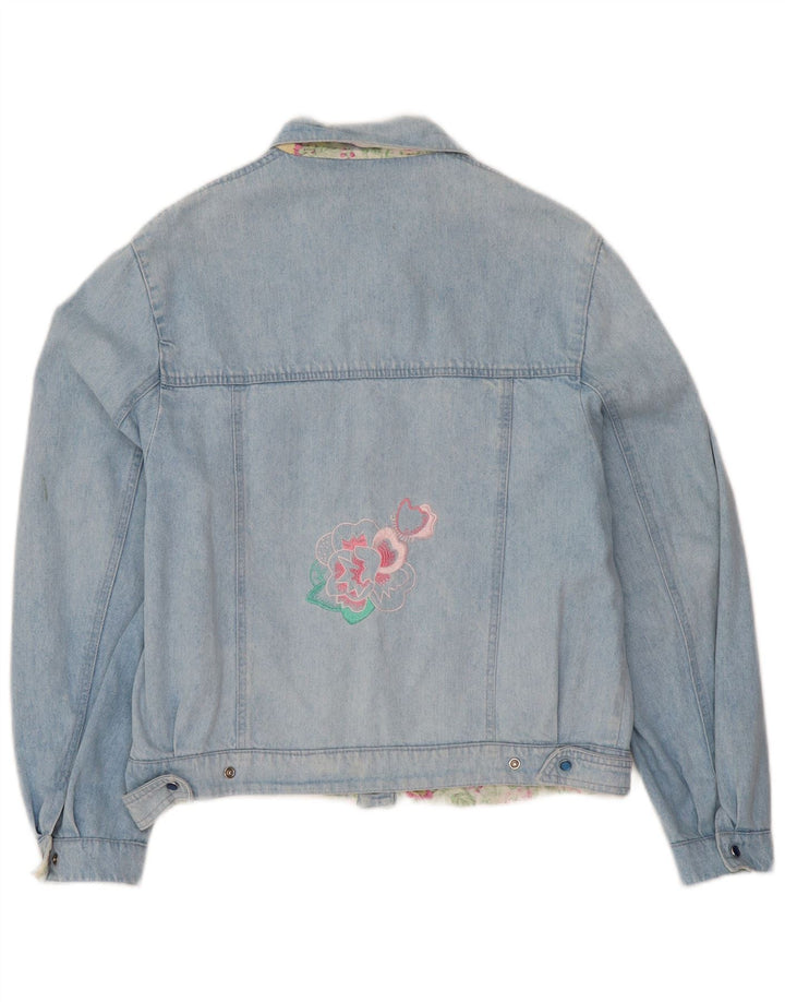Jachetă de denim cu grafică vintage pentru femei IT 44 Medium Blue Floral
