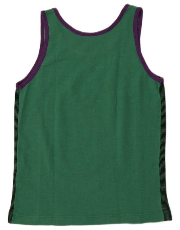 Vestă cu grafică vintage pentru bărbați, top mic verde cu dungi