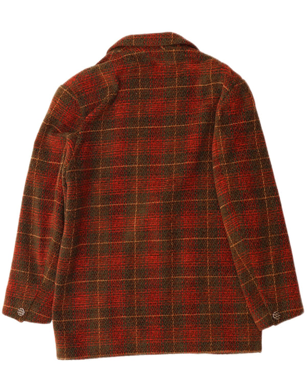 Jachetă pentru femei VINTAGE cu 2 nasturi, US 10, mare, roșu, cu carouri acrilice