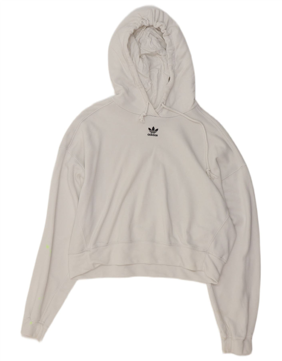 ADIDAS Pulover oversize Crop Hoodie pentru femei UK 10 Bumbac alb mic