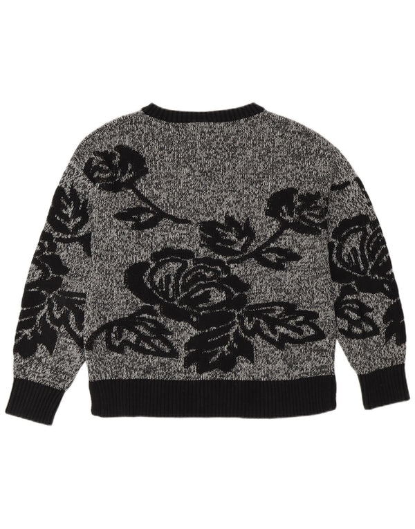 Pulover pentru femei Gap cu decolteu triplu UK 14 mare, albastru, bumbac floral