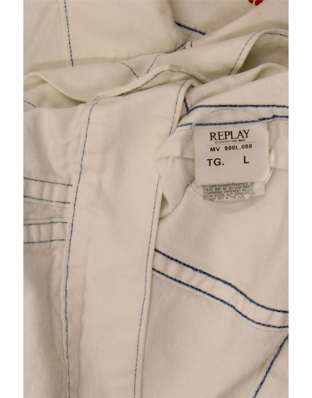 REPLAY Jachetă de blugi pentru bărbați UK 40, mare, alb, bumbac