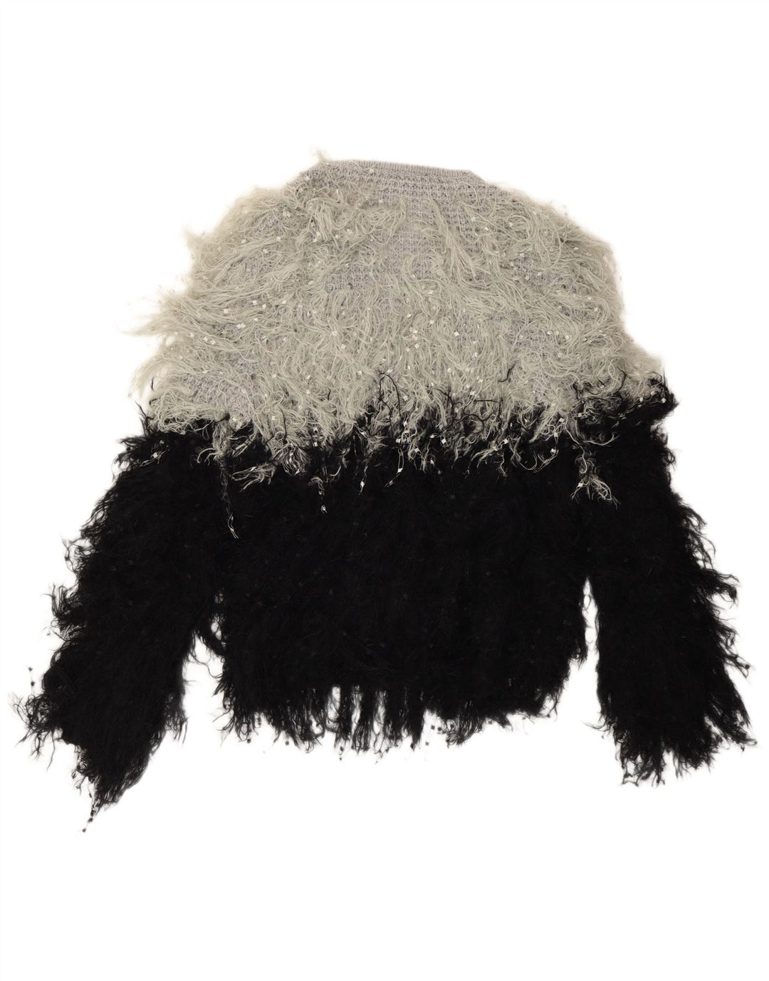Pulover de damă Zara supradimensionat cu decolteu în V UK 14 Medium Black Colorblock
