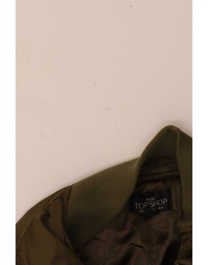 Topshop Bomber Jacket pentru femei UK 6 XS Kaki Poliester