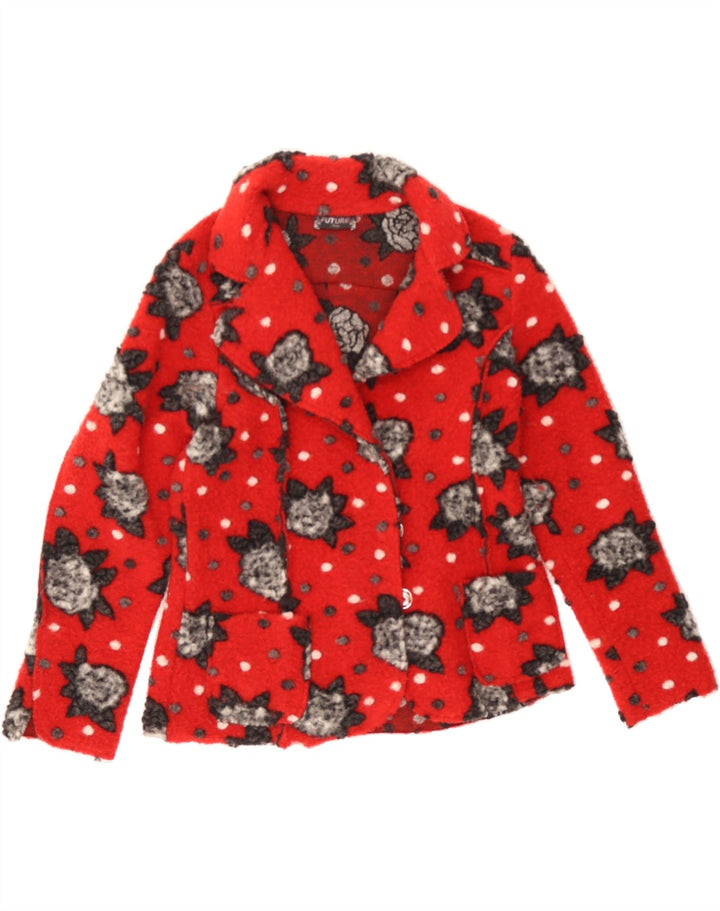 VINTAGE Womens Overcoat UK 10 Small Red Floral Cotton Vintage Vintage and Second-Hand Vintage from Messina Hembry 