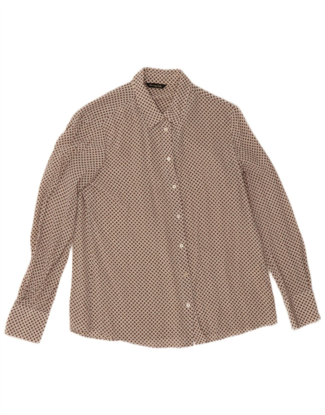 Bluză Cămașă Femei Massimo Dutti EU 38 Mic Bej Geometric Mătase