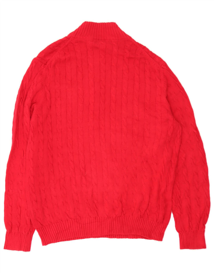 IZOD Mens Zip Neck Jumper Sweater XL Red Cotton Vintage Izod and Second-Hand Izod from Messina Hembry 
