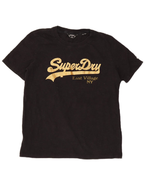 Tricou grafic Superdry pentru femei Top UK 12 Medium Black Bumbac